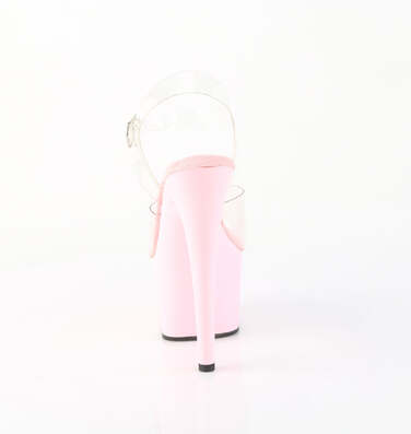Босоніжки Adore-708 на підборах 7 дюймів, босоніжки з ремінцем на щиколотці 2 3/4 дюйма, прозорі/рожеві
