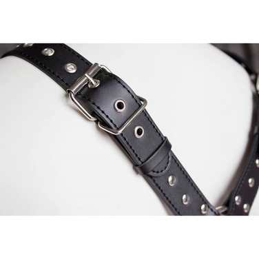 Сбруя мужская крестообразная с заклепками DS Fetish, экокожа, черная