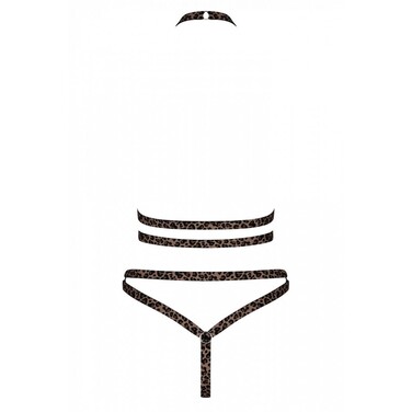 Комплект з відритою чашкою з ремінців з леопардовим принтом Tigrita 2-pcs set brown S/M/L