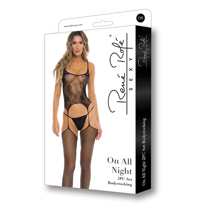 Комбінезон ON ALL NIGHT 2PC SET BODYSTOCK BLACK, OS