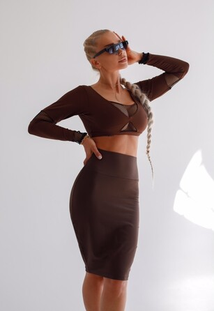 СПІДНИЦЯ BROWN PENCIL SKIRT KNEE-LENGTH 14686