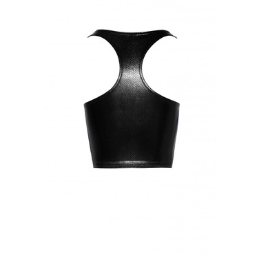 Топ эротичный виниловый со змеиным тиснением размер L F275 Noir Handmade, черный