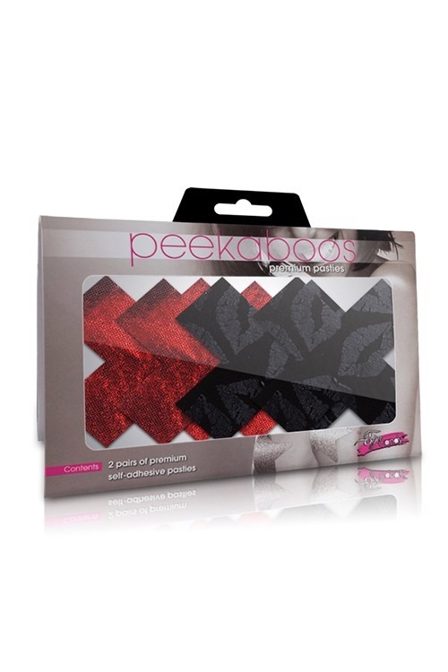 Пестисы в виде крестиков Peekaboos 2 пары в комплекте, черные и красные