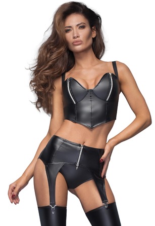 Пояс для чулок сексуальный из винила Noir Handmade F166 черный, XL