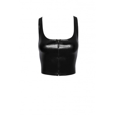 Топ эротичный виниловый со змеиным тиснением S F275 Noir Handmade, черный