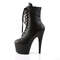 Чоботи Pleaser Adore-1020 на підборах 7 дюймів, шнурівка до щиколотки 2 3/4 дюйма, бічна блискавка, чорні веганські шкіряні туфлі