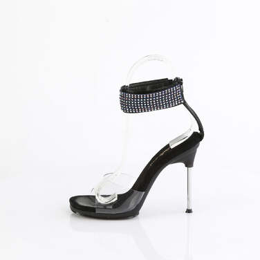 Босоніжки Chic-42 на підборах 4 1/2 дюйма, 1/4 дюйма з ремінцем на щиколотці з застібкою-блискавкою ззаду, прозорі/чорні