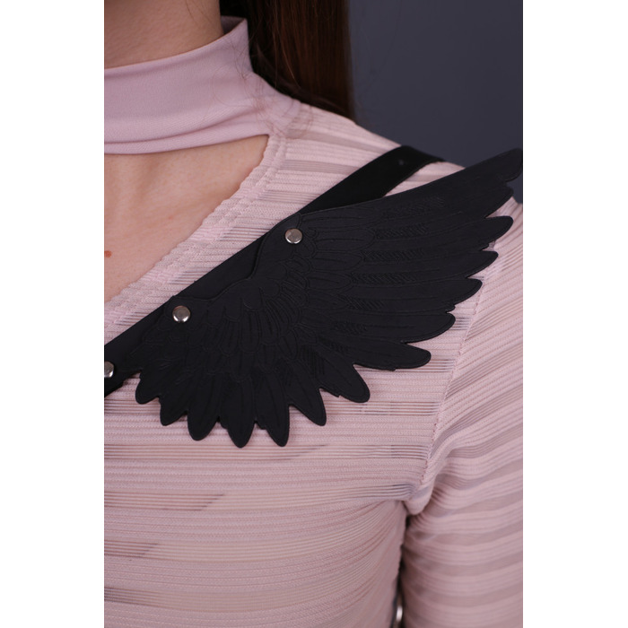 Портупея з крилами 'модель Black Angel 3', шкіра, ручна робота, чорний