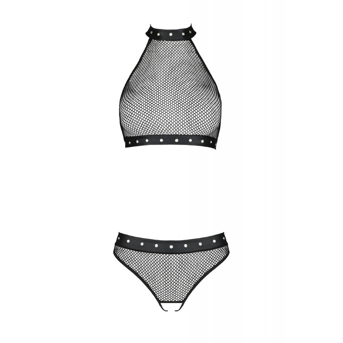 Комплект білизни в сіточку з відкритим доступом MOONLIGHT SET black S/M - Passion