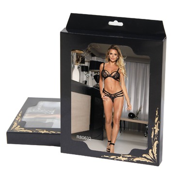 Кружевной комплект, лиф и трусики Star Night, чёрный, 3XL-4XL