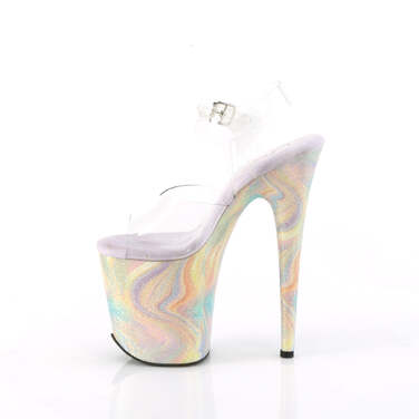 Босоножки Flamingo-808CRF *Каблук 8 дюймов, ремешок на щиколотке 4 дюйма, прозрачный/фиолетовый