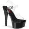 Босоніжки Pleaser Gleam-608 *6 дюймів на підборах, 1 3/4 дюйма PF Comfort Width з ремінцем на щиколотці, прозорі/чорні
