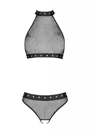 Комплект білизни в сіточку з відкритим доступом MOONLIGHT SET black S/M - Passion