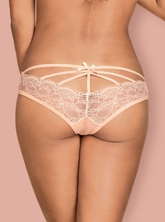 Мереживні трусики Obsessive Frivolla персикові, розмір L/X