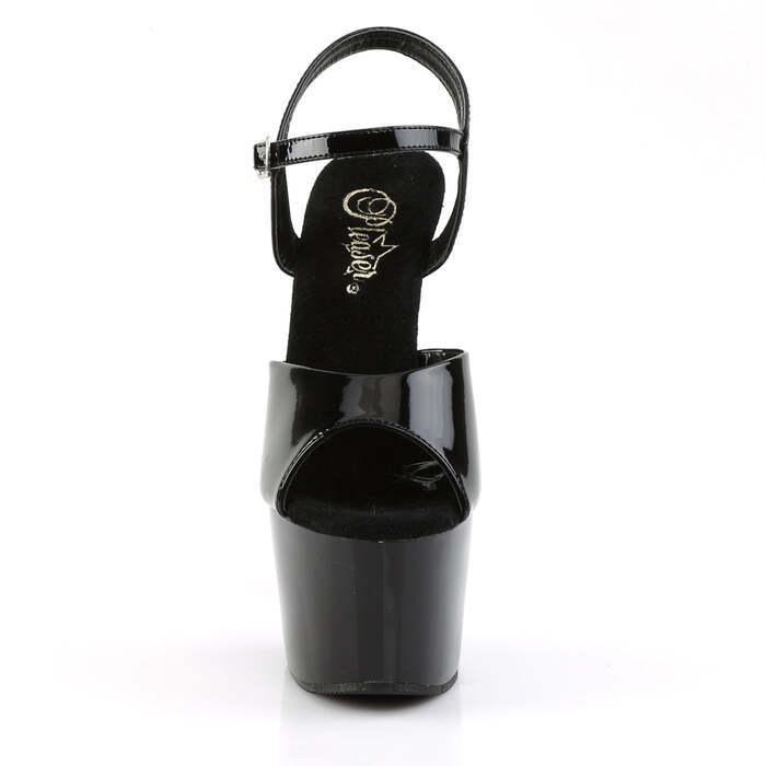 Босоніжки Adore-709 на підборах 7 дюймів, чорні з ремінцем на щиколотці 2 3/4 дюйма