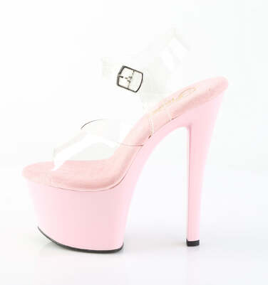 Босоножки Sky-308, каблук 7 дюймов, ремешок на щиколотке шириной 2 3/4 дюйма, прозрачный/бледно-розовый